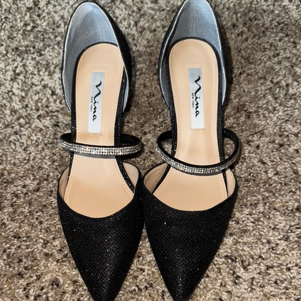 Nina Black Sparkle Heels